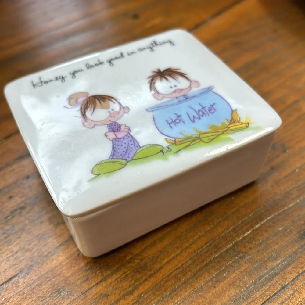 Vintage Enesco Frank & Willie funny trinket dish